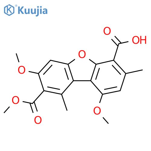 3,9-Dimethoxy-1,7-dimethyl-2,6-dibenzofurandicarboxylic acid 2-methyl ester structure