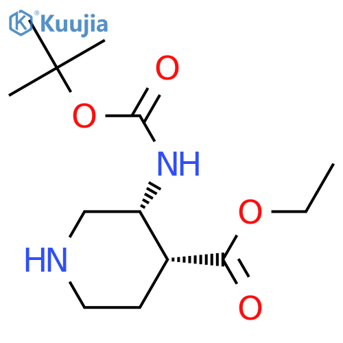 cis-3-tert-Butoxycarbonylamino-piperidine-4-carboxylic acid ethyl ester structure
