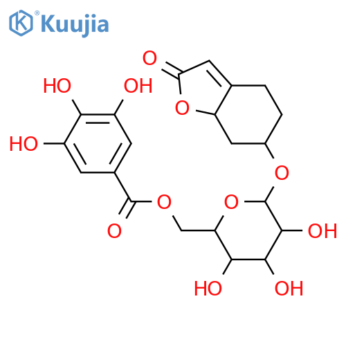 Aquilegiolide; 6-Epimer, 4,5-dihydro, O-[3,4,5-trihydroxybenzoyl-(→6)-β-D-glucopyranoside] structure
