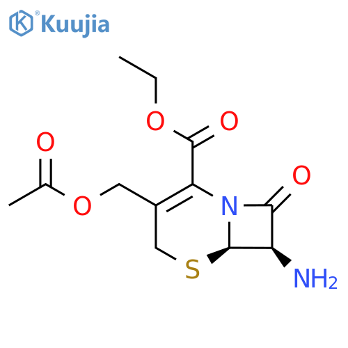 ethyl (6R,7R)-3-(acetyloxy)methyl-7-amino-8-oxo-5-thia-1-azabicyclo4.2.0oct-2-ene-2-carboxylate structure