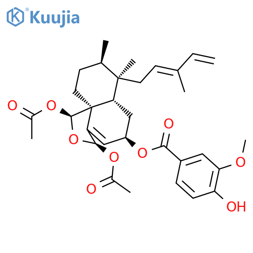 Benzoic acid,4-hydroxy-3-methoxy-,(1S,3R,5R,6aS,7R,8R,10aS)-1,3-bis(acetyloxy)-3,5,6,6a,7,8,9,10-octahydro-7,8-dimethyl-7-[(2E)-3-methyl-2,4-pentadien-1-yl]-1H-naphtho[1,8a-c]furan-5-ylester structure