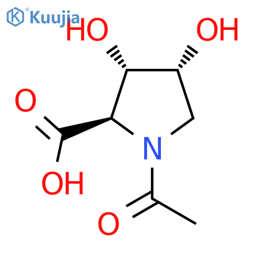 (2R,3S,4R)-1-acetyl-3,4-dihydroxypyrrolidine-2-carboxylic acid structure