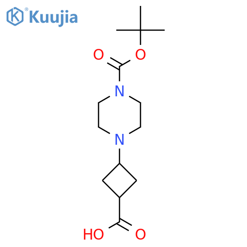 3-(4-(Tert-butoxycarbonyl)piperazin-1-yl)cyclobutane-1-carboxylic acid structure