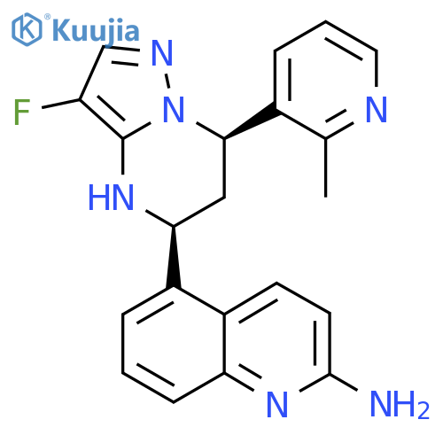 5-[(5S,7R)-3-fluoranyl-7-(2-methylpyridin-3-yl)-4,5,6,7-tetrahydropyrazolo[1,5-a]pyrimidin-5-yl]quinolin-2-amine structure