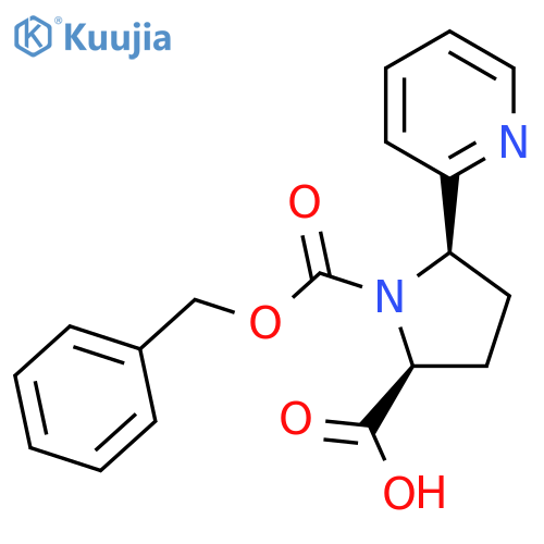 (2S,5R)-1-(benzyloxy)carbonyl-5-(pyridin-2-yl)pyrrolidine-2-carboxylic acid structure