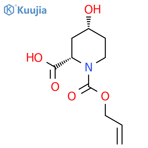 (2S,4R)-4-hydroxy-1-(prop-2-en-1-yloxy)carbonylpiperidine-2-carboxylic acid structure