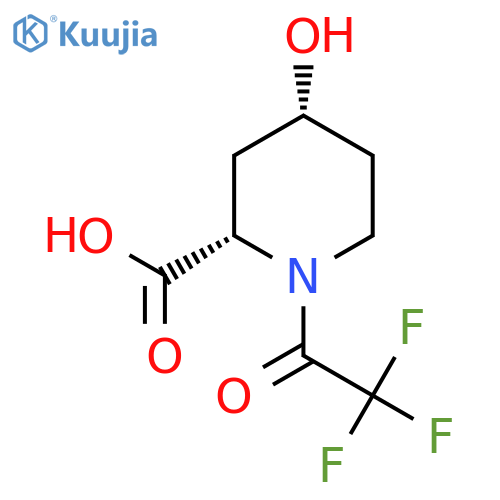 rac-(2R,4S)-4-hydroxy-1-(trifluoroacetyl)piperidine-2-carboxylic acid structure