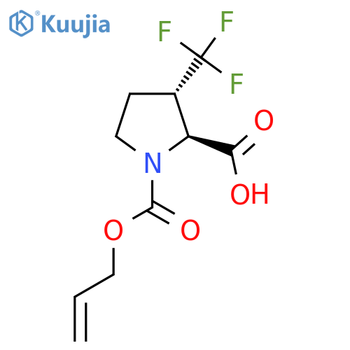 (2S,3S)-1-(prop-2-en-1-yloxy)carbonyl-3-(trifluoromethyl)pyrrolidine-2-carboxylic acid structure