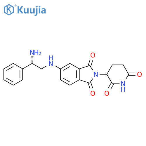 5-{(2S)-2-amino-2-phenylethylamino}-2-(2,6-dioxopiperidin-3-yl)-2,3-dihydro-1H-isoindole-1,3-dione structure