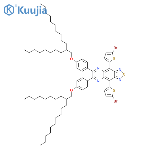 4,9-Bis(5-bromothiophen-2-yl)-6,7-bis(4-((2-octyldodecyl)oxy)phenyl)-[1,2,5]thiadiazolo[3,4-g]quinoxaline structure
