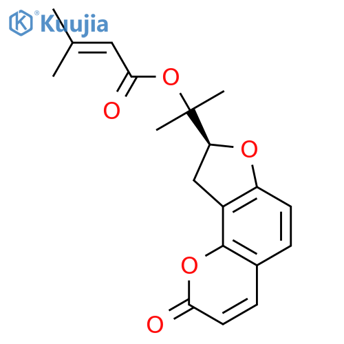 2-Butenoic acid,3-methyl-,1-[(8S)-8,9-dihydro-2-oxo-2H-furo[2,3-h]-1-benzopyran-8-yl]-1-methylethyl ester structure