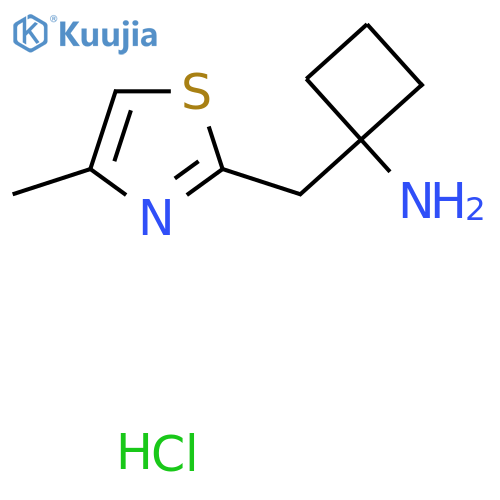 1-((4-Methylthiazol-2-yl)methyl)cyclobutan-1-amine hydrochloride structure