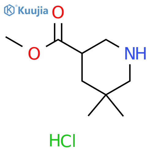 3-Piperidinecarboxylic acid, 5,5-dimethyl-, methyl ester, hydrochloride (1:1) structure