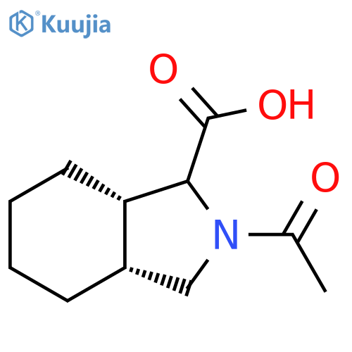 rac-(3aR,7aS)-2-acetyl-octahydro-1H-isoindole-1-carboxylic acid structure