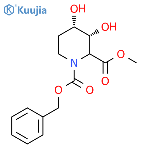 rac-1-benzyl 2-methyl (3R,4S)-3,4-dihydroxypiperidine-1,2-dicarboxylate structure