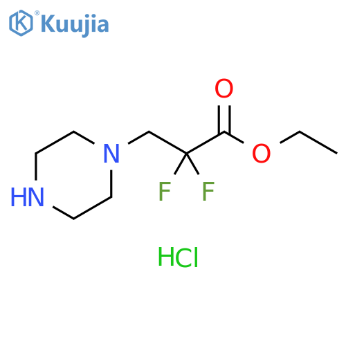 1-Piperazinepropanoic acid, α,α-difluoro-, ethyl ester, hydrochloride (1:2) structure