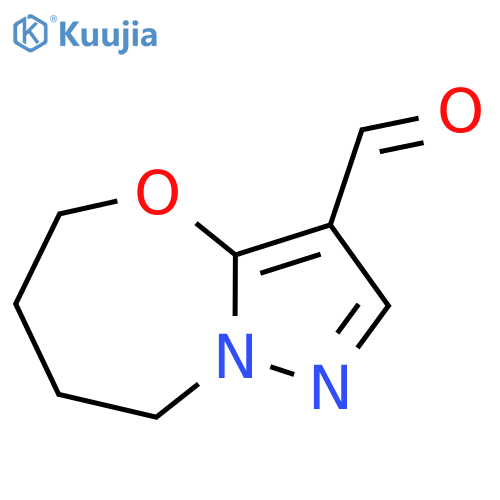 5H,6H,7H,8H-pyrazolo[3,2-b][1,3]oxazepine-3-carbaldehyde structure