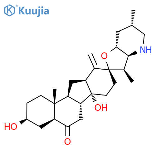 (5α)-13,18-Didehydro-17,23β-epoxy-12α,13-dihydro-3β,14-dihydroxyveratraman-6(5H)-one structure