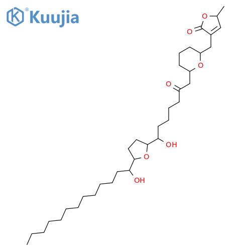 2(5H)-Furanone, 5-methyl-3-[[(2R,6S)-tetrahydro-6-[(7R)-7-hydroxy-2-oxo-7-[(2R,5R)-tetrahydro-5-[(1R)-1-hydroxytridecyl]-2-furanyl]heptyl]-2H-pyran-2-yl]methyl]-, (5S)- structure