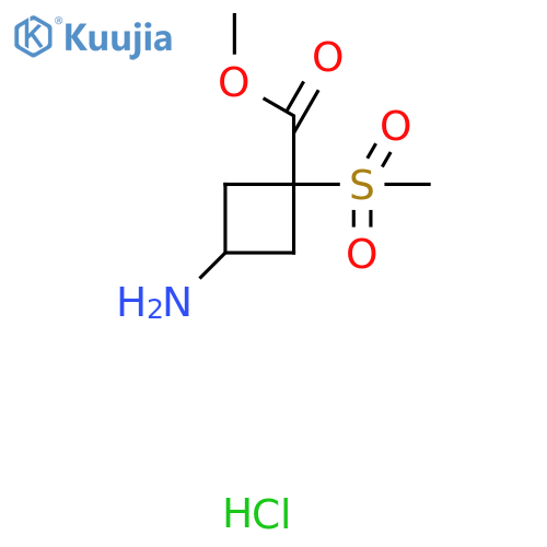 Methyl 3-amino-1-methanesulfonylcyclobutane-1-carboxylate hydrochloride structure