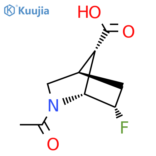 rac-(1R,4R,6S,7S)-2-acetyl-6-fluoro-2-azabicyclo2.2.1heptane-7-carboxylic acid structure