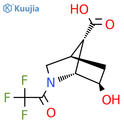rac-(1R,4R,6R,7S)-6-hydroxy-2-(2,2,2-trifluoroacetyl)-2-azabicyclo2.2.1heptane-7-carboxylic acid structure