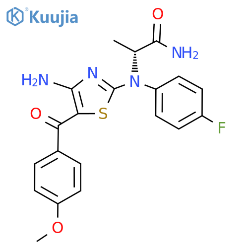(2R)-2-[[4-Amino-5-(4-methoxybenzoyl)-2-thiazolyl](4-fluorophenyl)amino]propanamide structure