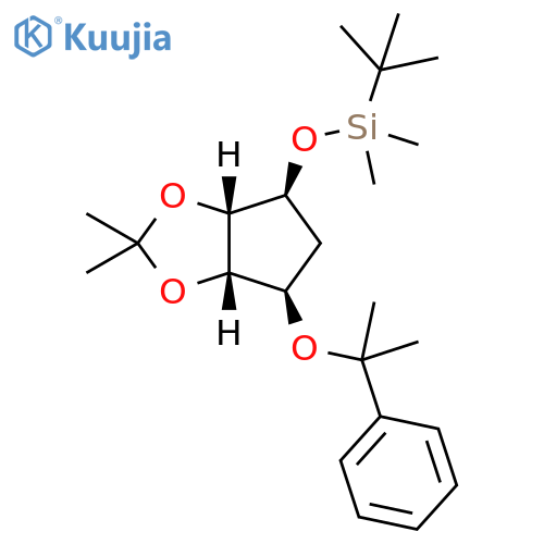 4H-Cyclopenta-1,3-dioxole, 4-[[(1,1-dimethylethyl)dimethylsilyl]oxy]tetrahydro-2,2-dimethyl-6-(1-methyl-1-phenylethoxy)-, (3aS,4S,6R,6aS)- structure