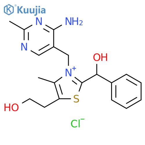 Thiazolium, 3-[(4-amino-2-methyl-5-pyrimidinyl)methyl]-5-(2-hydroxyethyl)-2-(hydroxyphenylmethyl)-4-methyl-, chloride (1:1) structure