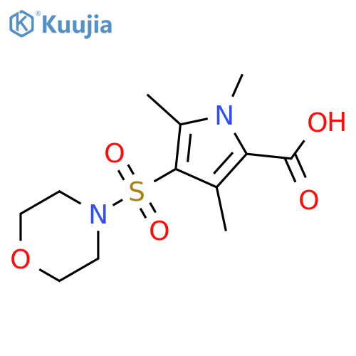 1,3,5-trimethyl-4-(morpholin-4-ylsulfonyl)-1H-pyrrole-2-carboxylic acid structure