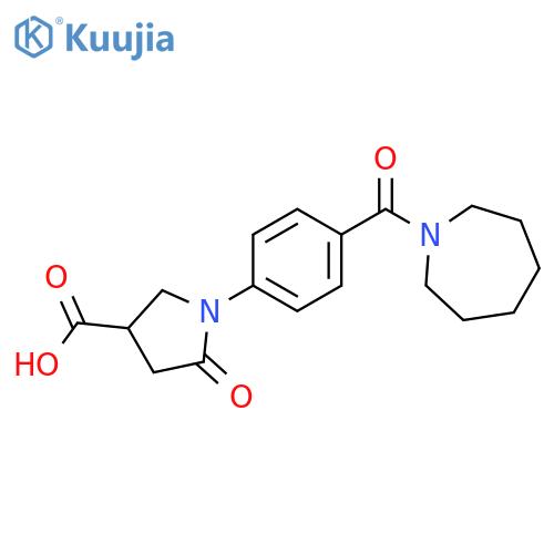 1-[4-(azepan-1-ylcarbonyl)phenyl]-5-oxopyrrolidine-3-carboxylic acid structure