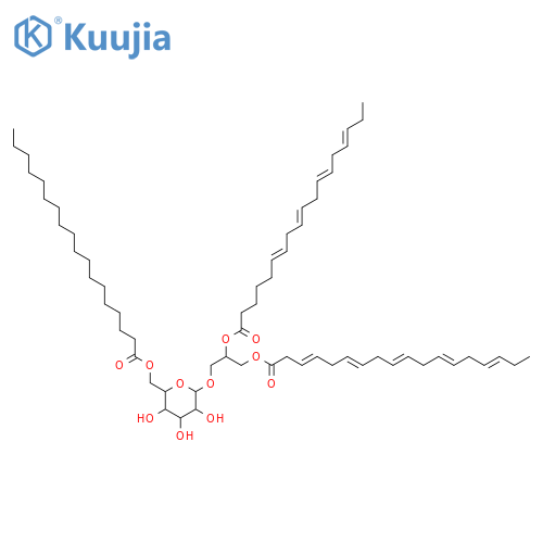 Glycerol 1,2-dialkanoates; Glycerol 1-(3Z,6Z,9Z,12Z,15Z-octadecapentaenoate) 2-(6Z,9Z,12Z,15Z-octadecatetraenoate), 3-O-(6-O-Octadecanoyl-β-D-glucopyranoside) structure