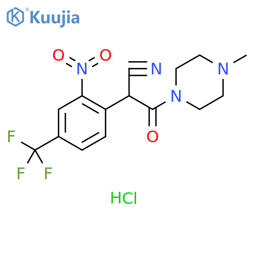 1-Piperazinepropanenitrile, 4-methyl-α-[2-nitro-4-(trifluoromethyl)phenyl]-β-oxo-, hydrochloride (1:1) structure