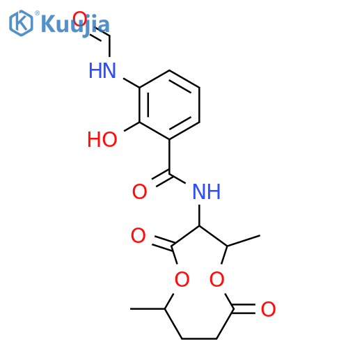 Benzamide,N-(2,6-dimethyl-4,9-dioxo-1,5-dioxonan-3-yl)-3-(formylamino)-2-hydroxy- (9CI) structure