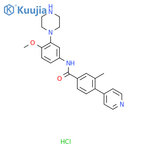 N-4-methoxy-3-(piperazin-1-yl)phenyl-3-methyl-4-(pyridin-4-yl)benzamide hydrochloride structure