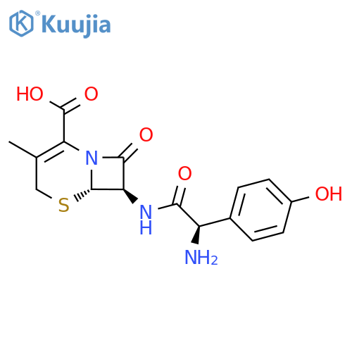 (6S,7R)-7-[(2R)-2-amino-2-(4-hydroxyphenyl)acetamido]-3-methyl-8-oxo-5-thia-1-azabicyclo[4.2.0]oct-2-ene-2-carboxylic acid structure