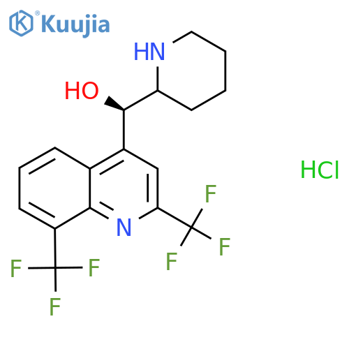 (R)-2,8-bis(trifluoromethyl)quinolin-4-yl(piperidin-2-yl)methanol hydrochloride structure