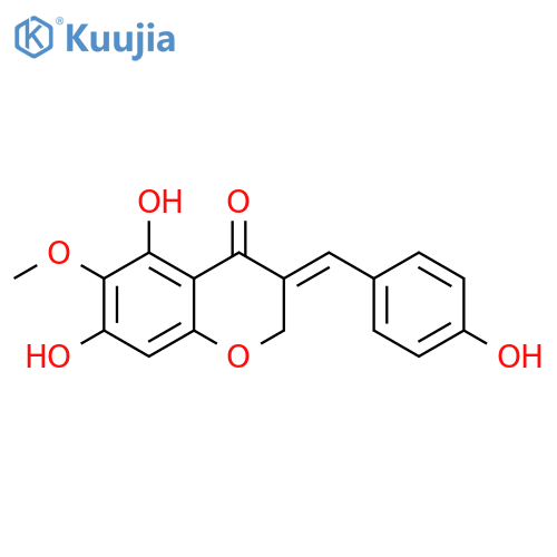 4H-1-Benzopyran-4-one, 2,3-dihydro-5,7-dihydroxy-3-[(4-hydroxyphenyl)methylene]-6-methoxy-, (3E)- structure