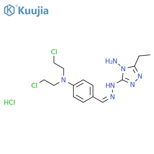 Benzaldehyde,4-[bis(2-chloroethyl)amino]-,2-(4-amino-5-ethyl-4H-1,2,4-triazol-3-yl)hydrazone, hydrochloride (1:1) structure