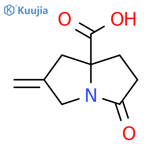2-methylidene-5-oxo-hexahydro-1H-pyrrolizine-7a-carboxylic acid structure