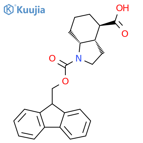 rac-(3aR,4S,7aS)-1-{(9H-fluoren-9-yl)methoxycarbonyl}-octahydro-1H-indole-4-carboxylic acid structure