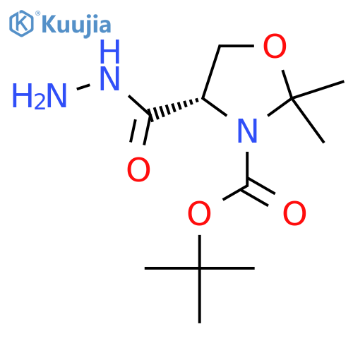 tert-butyl (4S)-4-(hydrazinecarbonyl)-2,2-dimethyl-1,3-oxazolidine-3-carboxylate structure