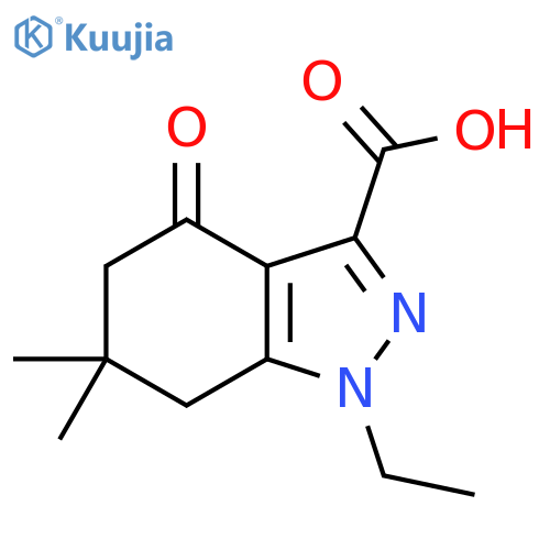 1-ethyl-6,6-dimethyl-4-oxo-4,5,6,7-tetrahydro-1H-indazole-3-carboxylic acid structure