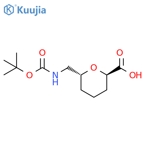 rac-(2R,6R)-6-({(tert-butoxy)carbonylamino}methyl)oxane-2-carboxylic acid, trans structure