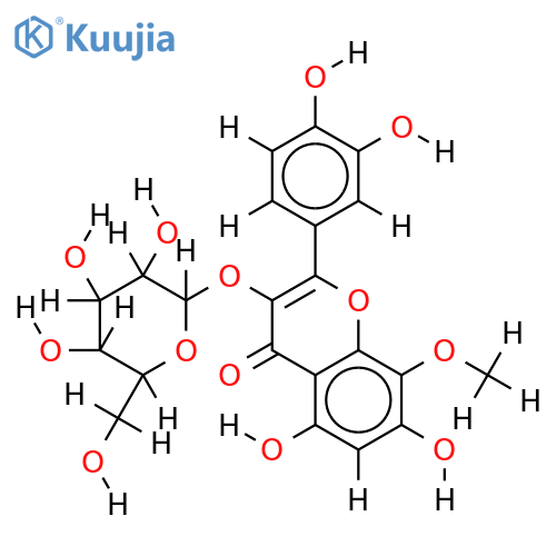 5,7,3',4'-Tetrahydroxy-8-methoxyflavonol-3-O-β-D-galactoside structure