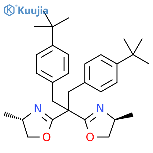 (4S,4'S)-2,2'-(1,3-Bis(4-(tert-butyl)phenyl)propane-2,2-diyl)bis(4-methyl-4,5-dihydrooxazole) structure