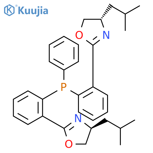 (4S,4'S)-2,2'-((Phenylphosphinediyl)bis(2,1-phenylene))bis(4-isobutyl-4,5-dihydrooxazole) structure