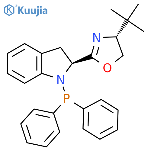 (R)-4-(tert-Butyl)-2-((S)-1-(diphenylphosphanyl)indolin-2-yl)-4,5-dihydrooxazole structure