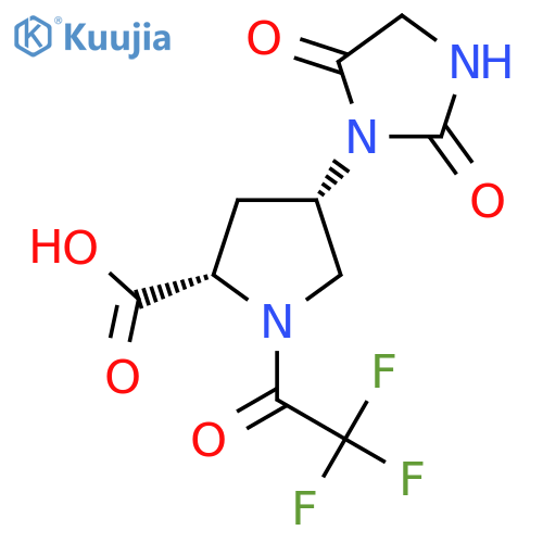 (2S,4S)-4-(2,5-dioxoimidazolidin-1-yl)-1-(2,2,2-trifluoroacetyl)pyrrolidine-2-carboxylic acid structure