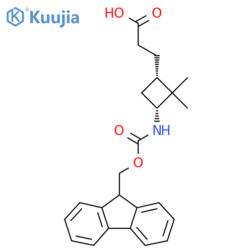 3-[(1S,3R)-3-({[(9H-fluoren-9-yl)methoxy]carbonyl}amino)-2,2-dimethylcyclobutyl]propanoic acid structure